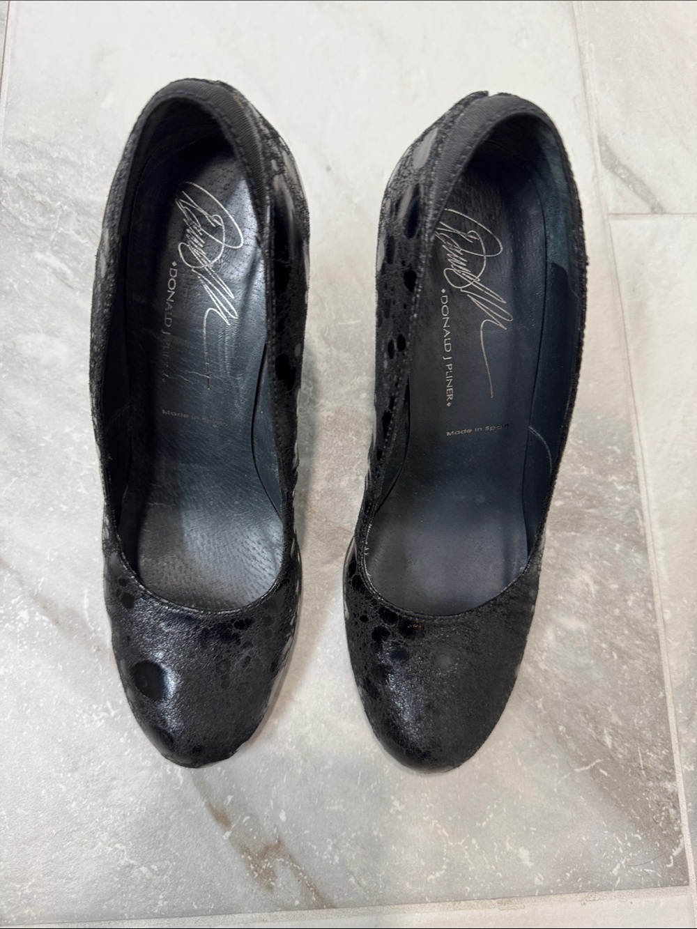 Donald J. Pliner Black Suede Round-Toe Pumps